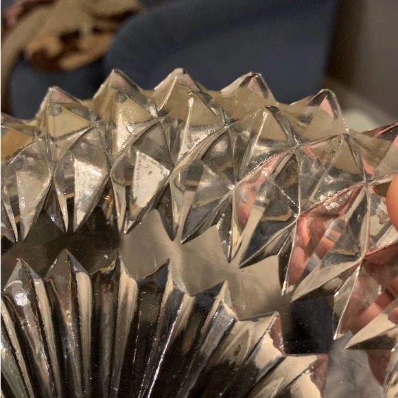 Vintage Diamond Point Crystal Bowl with Silver Plated Rim Celtic Made in England - Picture 11 of 13